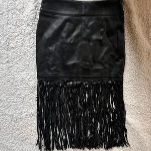 Black Faux Leather Midi Skirt Sexy Fun Flirty Rock Western NEW Small